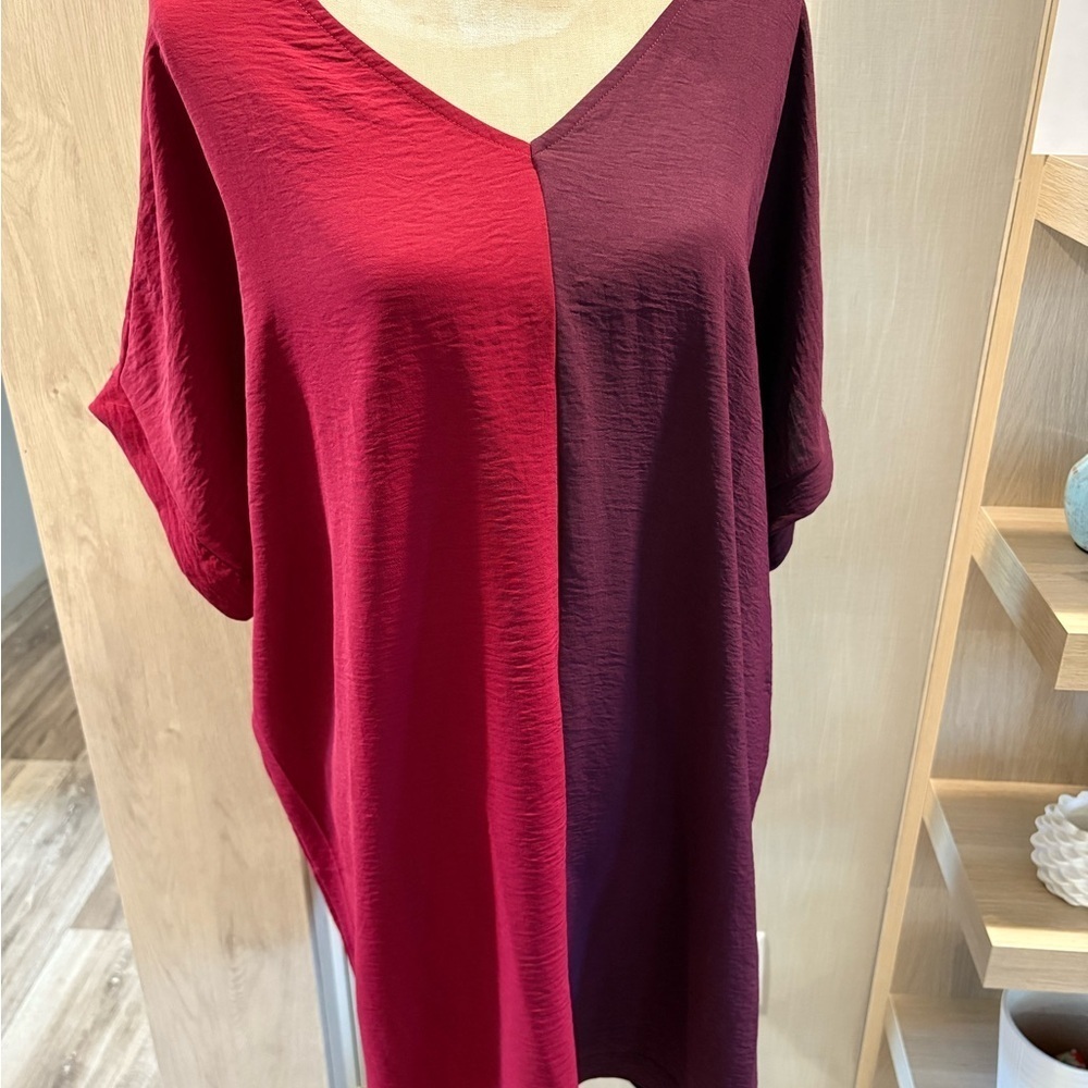 Two-Tone Red and Purple Women's Top